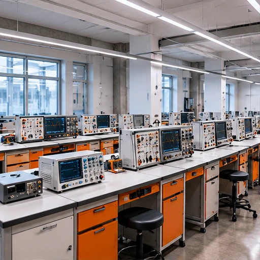 Modern engineering teaching laboratory with test benches